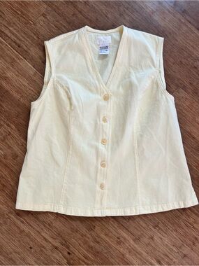 French Dressing Yellow Button Front Vest Sz 14 Vintage Minimalist